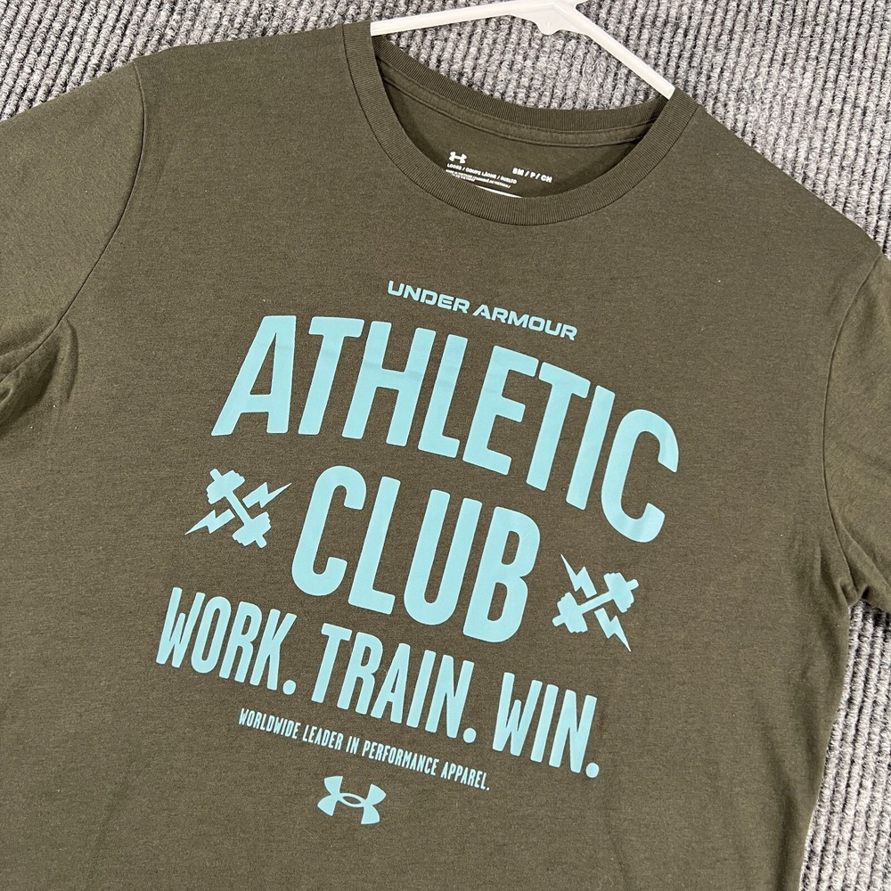 Under Armour Shirt Mens Small Green Short Sleeve Loose Fit Athletic‎ Club Active